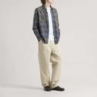 Carter Young Men's Washed Flannel Western Shirt in Cornflower Plaid