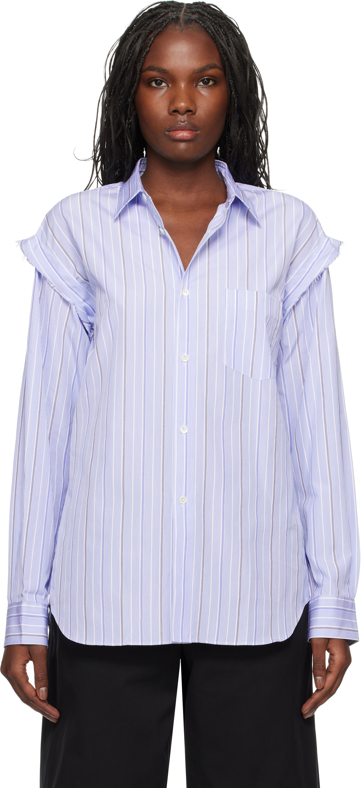Comme des Garçons Shirt Blue Stripe Poplin Shirt