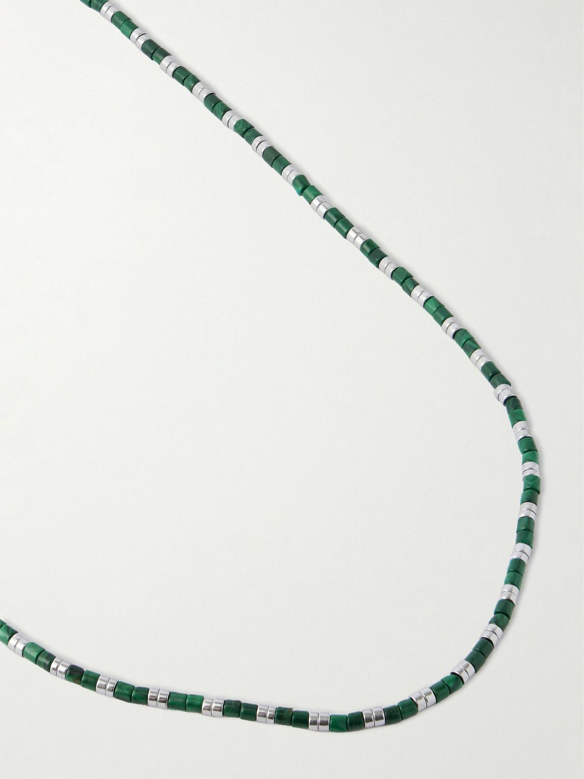 Mikia - Malachite, Hematite and Silver Beaded Necklace