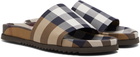 Burberry Brown Cotton Check Slides