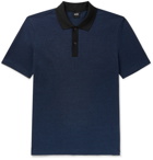 Hugo Boss - Mélange Textured Cotton-Blend Polo Shirt - Blue