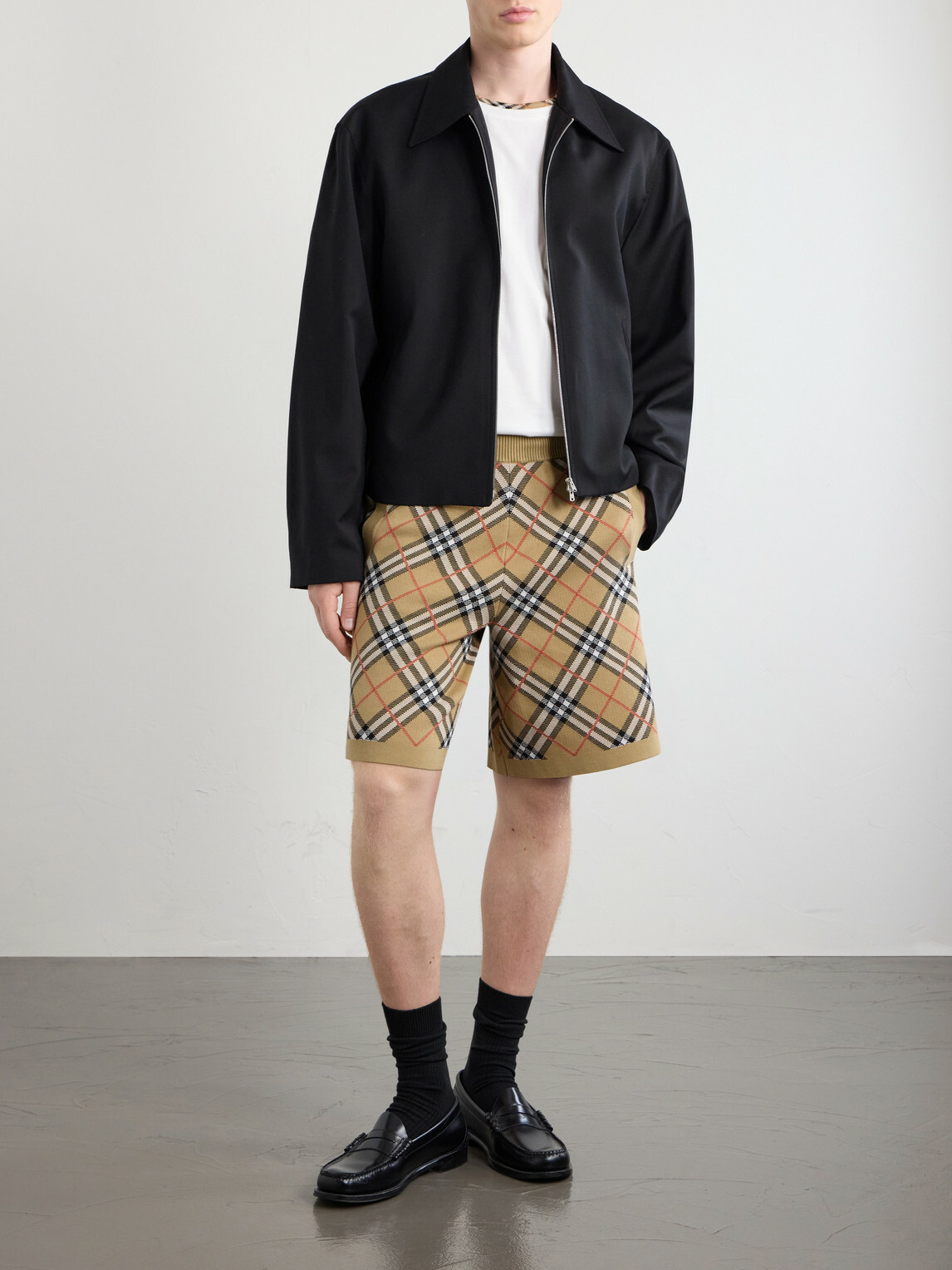 Burberry - Straight-Leg Knitted Checked Cotton-Blend Shorts - Neutrals