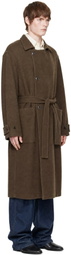 LEMAIRE Brown Wrap Double Wool Coat