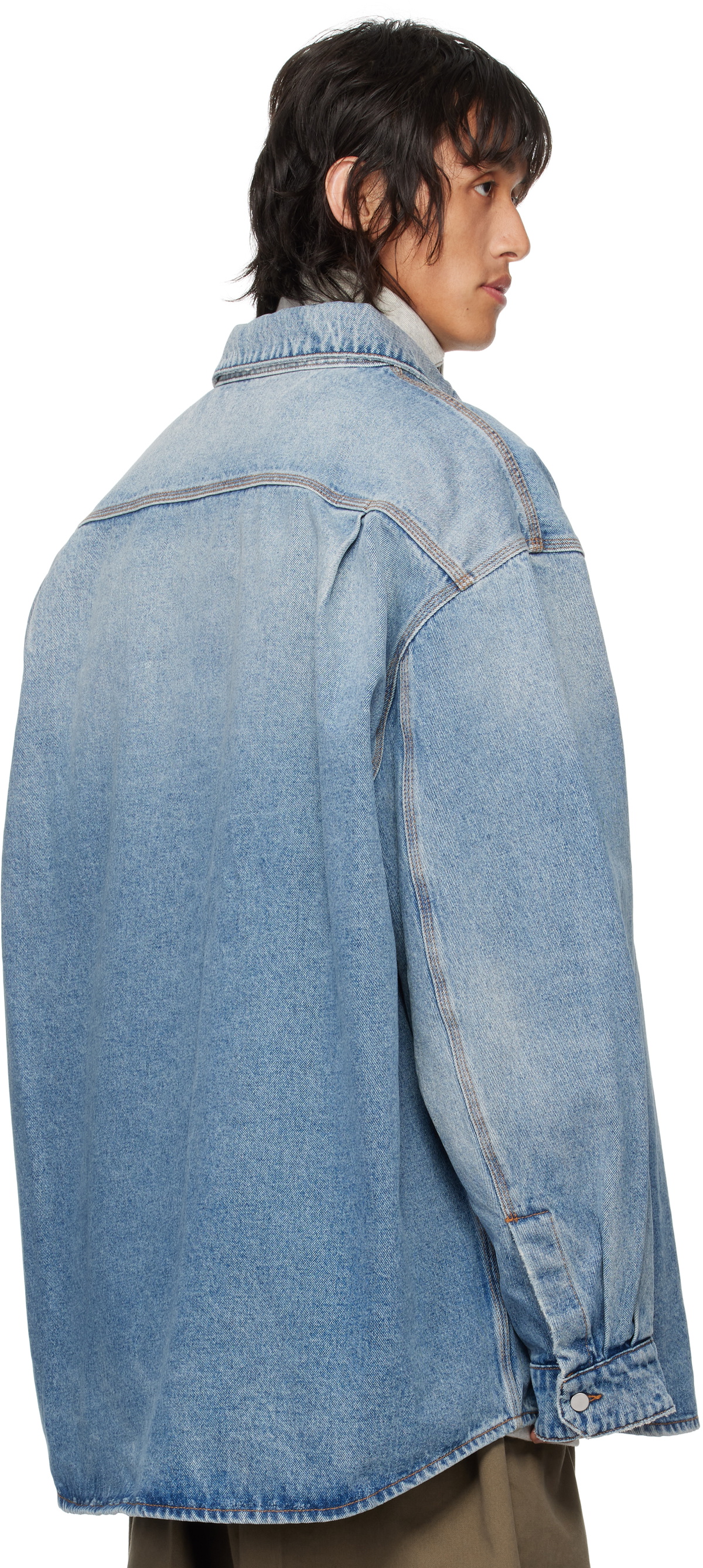 Hed Mayner Blue Faded Denim Overshirt Hed Mayner