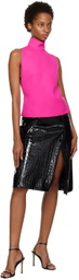 Dolce & Gabbana Black Croc Faux-Leather Midi Skirt