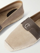 Christian Louboutin - Alfarica Logo-Embellished Leather and Grosgrain-Trimmed Suede Espadrilles - Neutrals