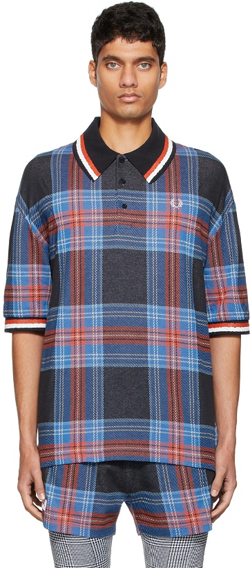 Photo: Charles Jeffrey Loverboy Blue & Black Fred Perry Edition Tartan Pique Polo