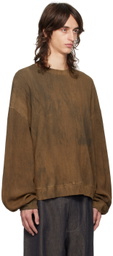 Aviva Jifei Xue Brown Boxy Crewneck Sweatshirt