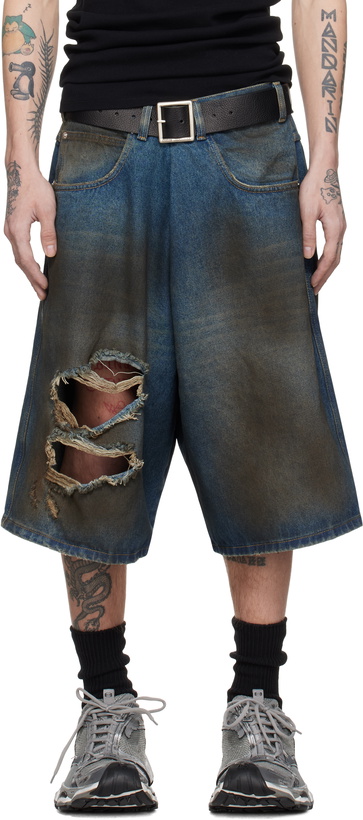 Photo: LU'U DAN Blue Kriss Kross Denim Shorts