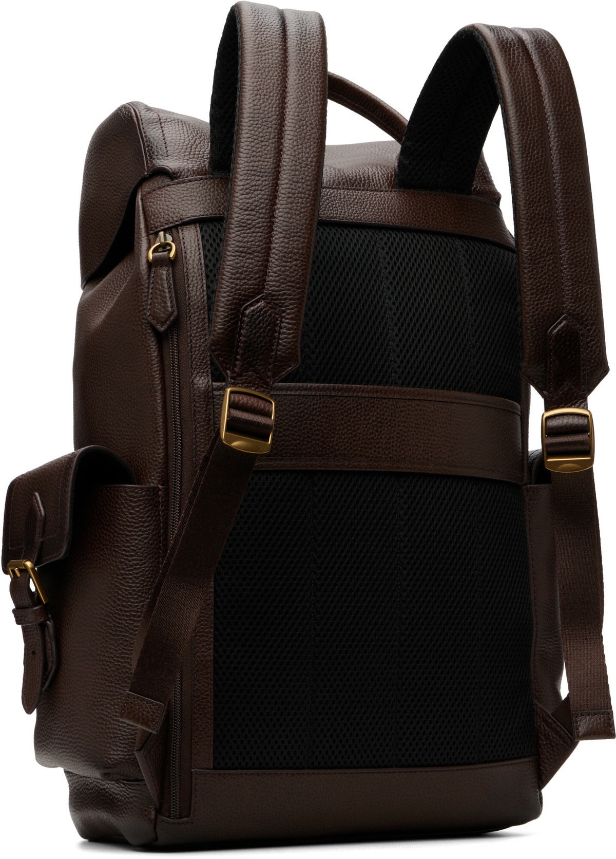Polo Ralph Lauren Brown Pebbled Leather Backpack
