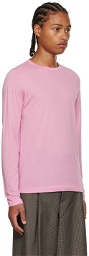 Dries Van Noten Pink Crewneck Long Sleeve T-Shirt