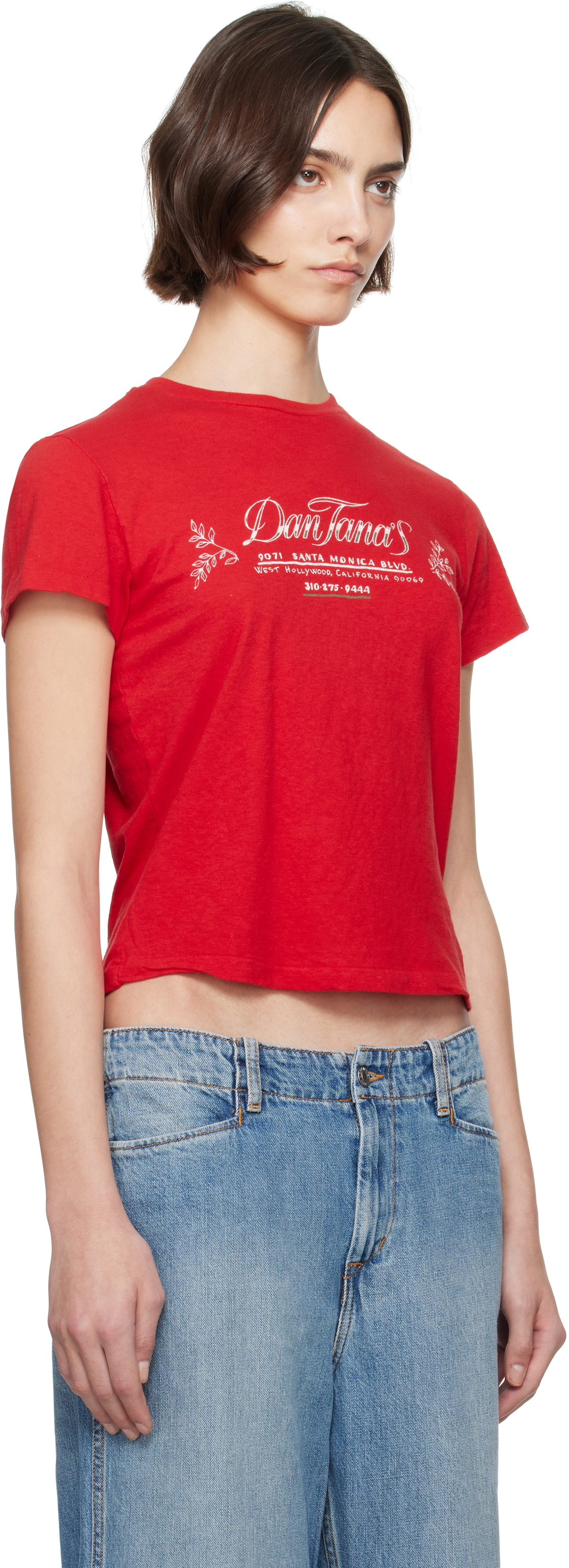 Re/Done Red Classic 'Dan Tana's' T-shirt