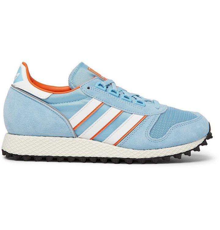 Photo: adidas Consortium - SPEZIAL Silverbirch Mesh and Suede Sneakers - Light blue