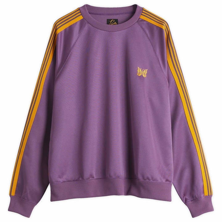 Photo: Needles Men's Track Crew Neck Sweatshirt in Purple