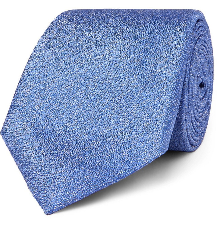 Photo: Canali - 8cm Metallic Woven Silk Tie - Men - Blue