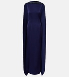 Roland Mouret Embellished caped satin crêpe gown