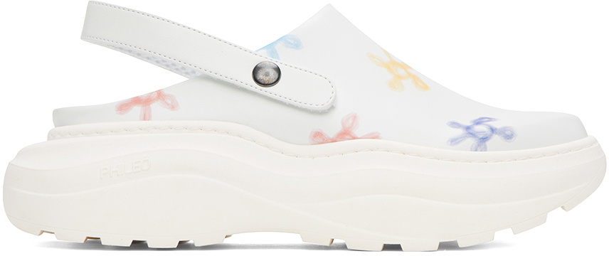 LP TOMORI SABOT MULES WHITE CALFSKIN