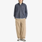 FrizmWORKS Men's Denim Carpenter Pocket Work Shirt in Indigo Stripe