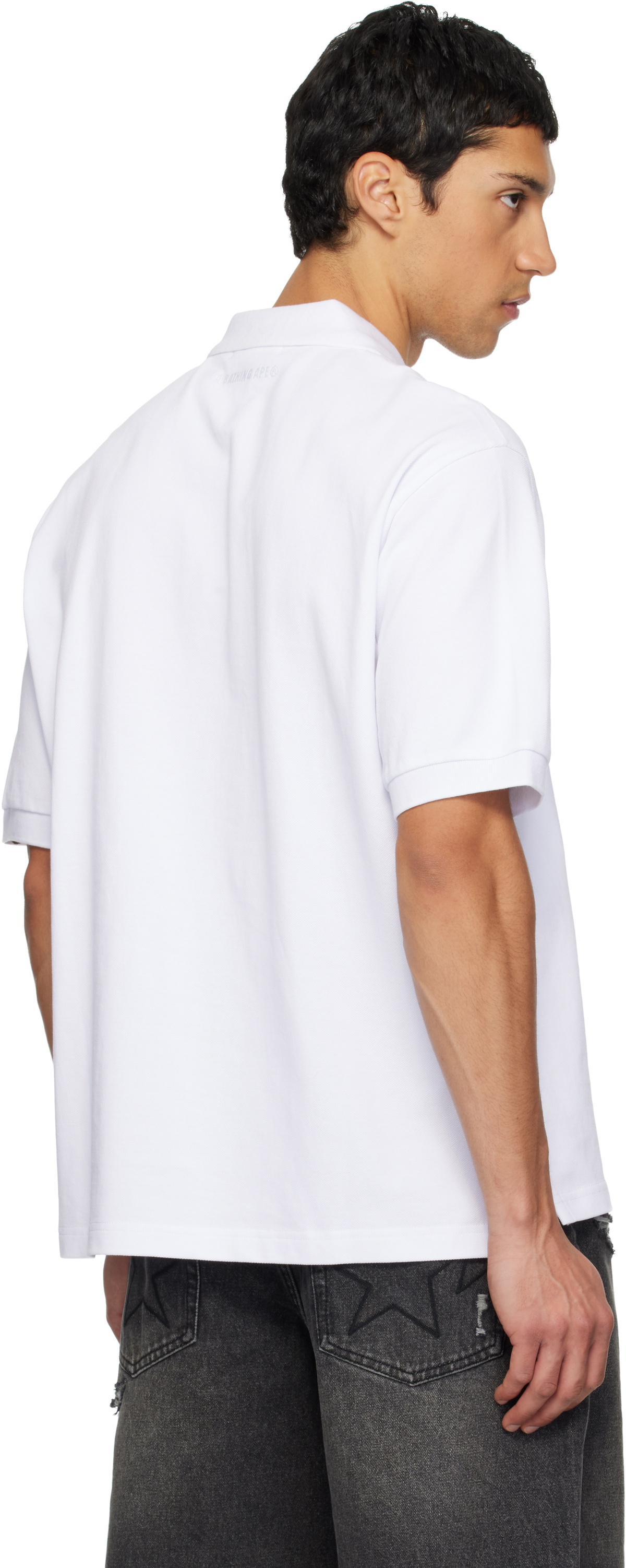 BAPE White One Point Relaxed Fit Polo