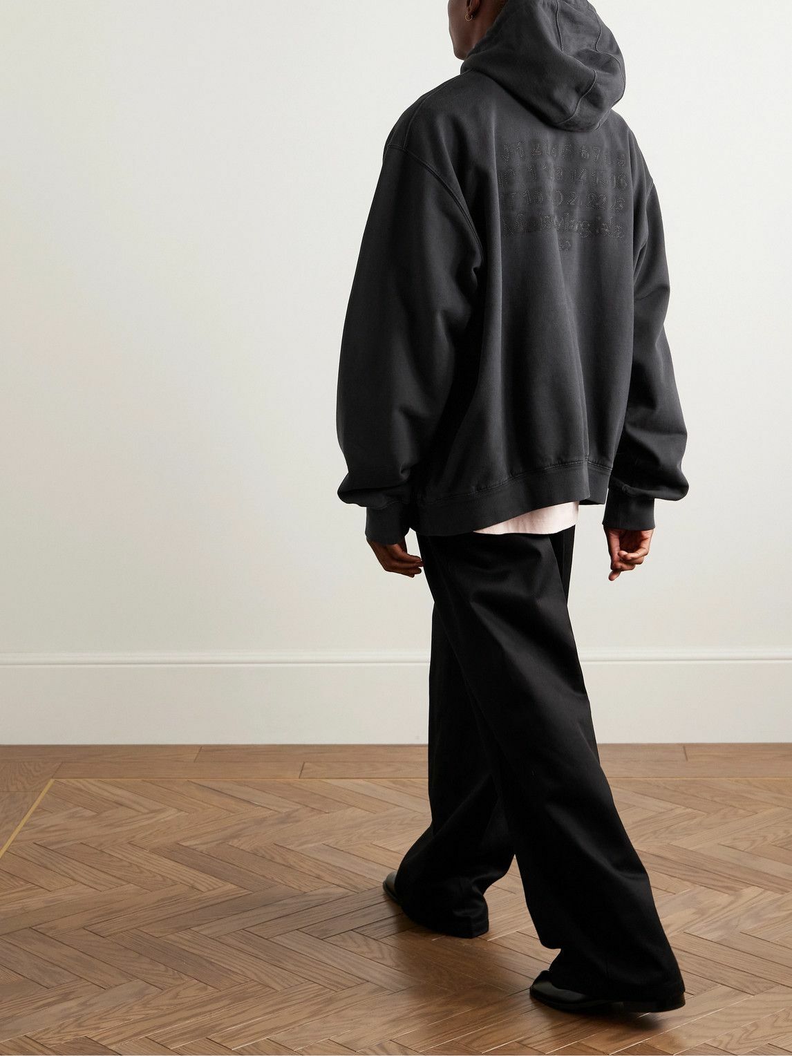 パーカー・フーディ Maison Margiela Oversized Black Cotton Jersey Zip-Up Hoodie Maison Margiela Oversized Black Cotton Jersey Zip-Up Hoodie