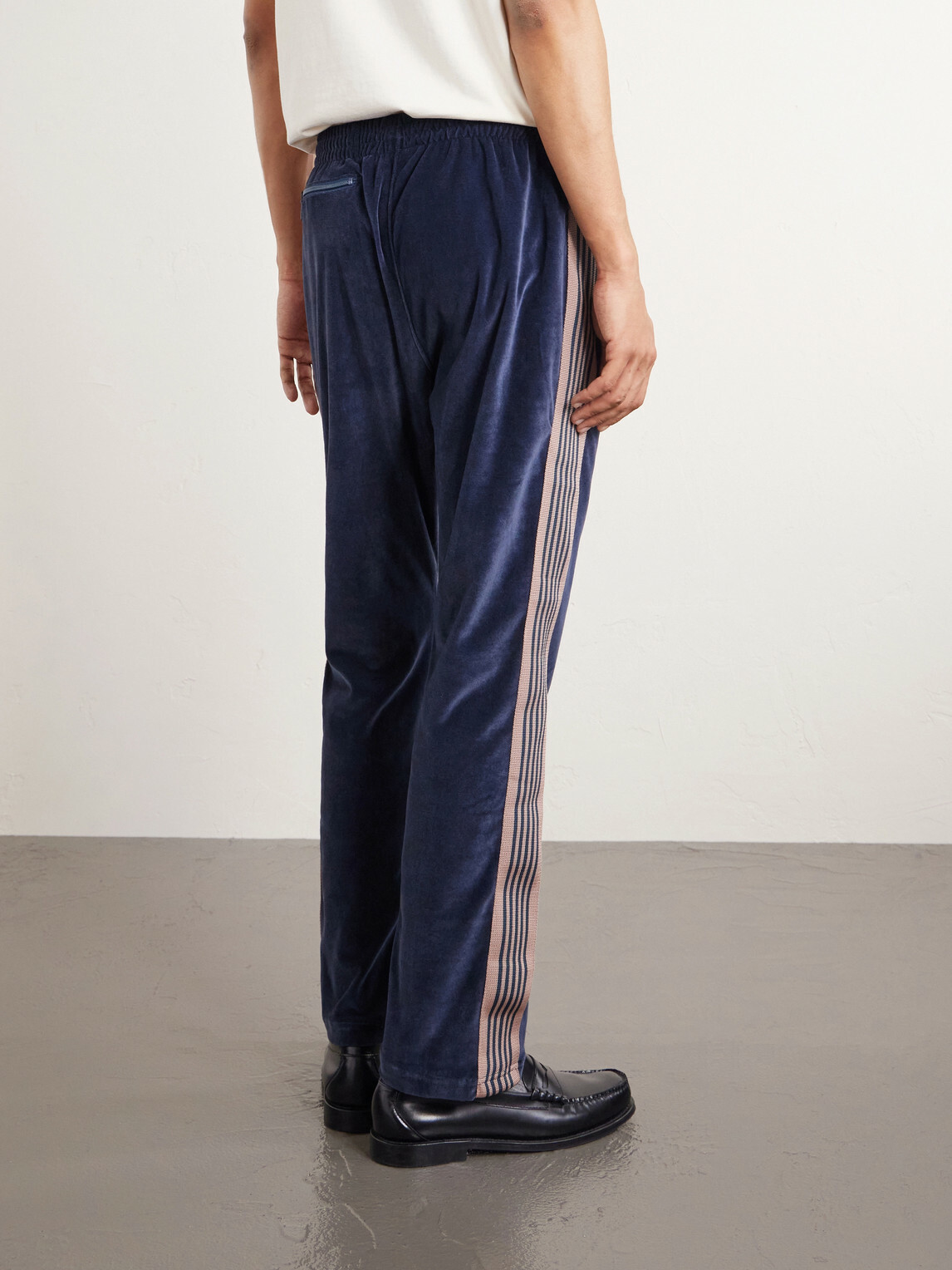 Needles - Bootcut Logo-Embroidered Striped Velour Track Pants - Blue