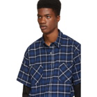 Adaptation Navy Plaid Double Shirt