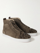 Christian Louboutin - Lou Spikes Orlato Suede High-Top Sneakers - Green