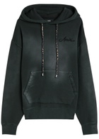 Amiri Bleach Bandana Hooded Cotton Sweatshirt Black