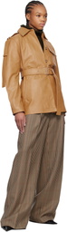 Victoria Beckham Tan Belted Boxy Leather Jacket
