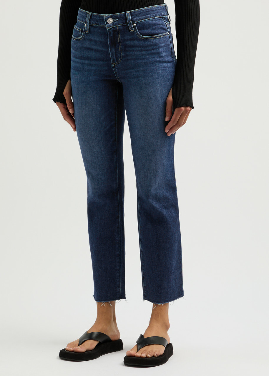 Paige Amber Cropped Slim-leg Jeans Dark Blue