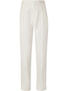 TOM FORD - Shelton Pleated Silk and Linen-Blend Poplin Trousers - Neutrals