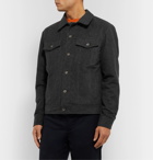Golden Bear - The Holden Leather-Trimmed Cotton-Flannel Jacket - Gray