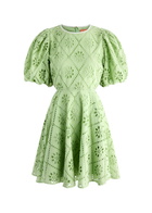 Kitri Coco Broderie Anglaise Cotton Mini Dress Light Green