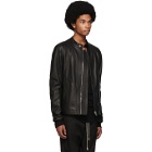 Rick Owens Black Leather Intarsia Jacket