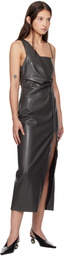 Nanushka Green Fenera Vegan Leather Midi Dress