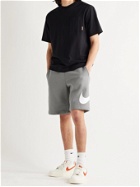 NIKE - Sportswear Club Wide-Leg Logo-Print Fleece-Back Cotton-Blend Jersey Shorts - Gray