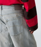 Balenciaga Leather-trimmed wide-leg jeans