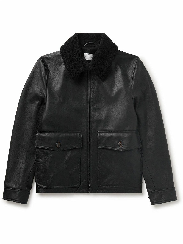 Photo: Kingsman - Shearling-Trimmed Full-Grain Leather Jacket - Black