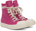 Rick Owens Pink Leather High Sneakers