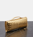 Bottega Veneta Andiamo Intrecciato metallic leather clutch