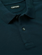 TOM FORD - Garment-Dyed Cotton-Piqué Polo Shirt - Blue