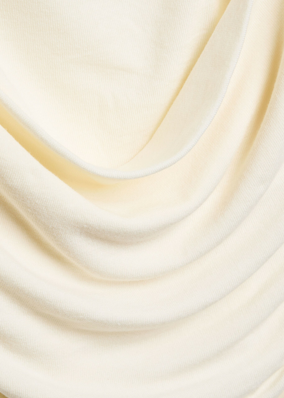 Reformation Julian Ruched Stretch-knit top Ivory