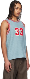 RICE NINE TEN Blue Knitting Basketball Tank Top