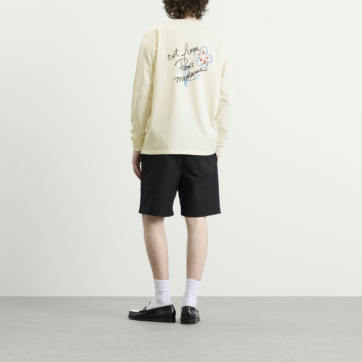 Drôle de Monsieur Men's Esquisse Slogan Long Sleeve T-shirt in Off White