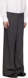 Random Identities Gray Houndstooth Wool Blend Large Suit Trousers