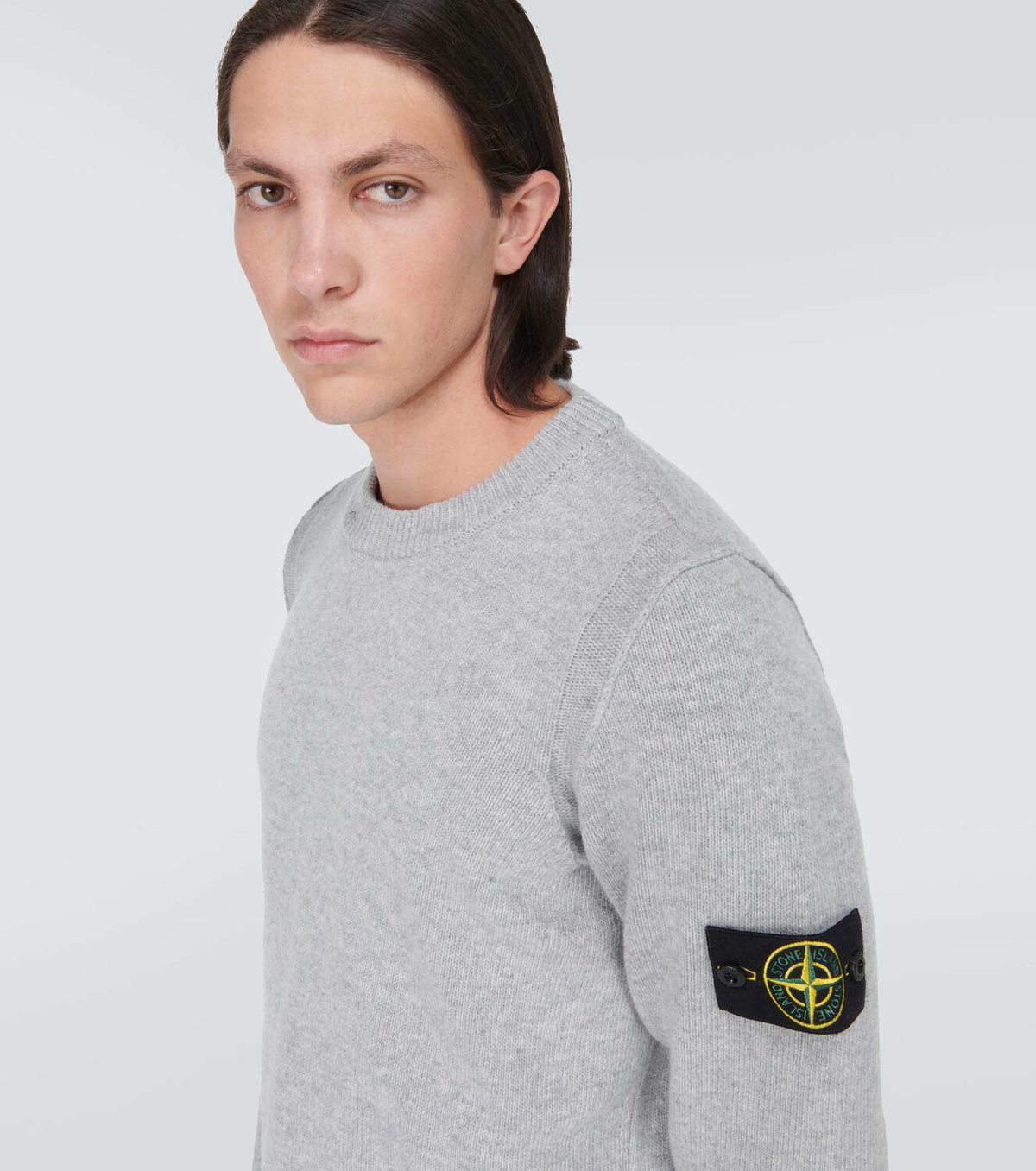 Stone island logo outlet patch sweatshirt