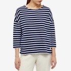 Armor-Lux Women's Long Sleeve Breton T-Shirt in Seal/White