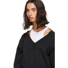 alexanderwang.t Black Cropped Bi-Layer V-Neck Sweater