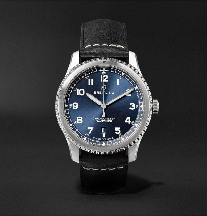Photo: Breitling - Navitimer 8 Automatic Chronometer 41mm Steel and Leather Watch - Men - Blue