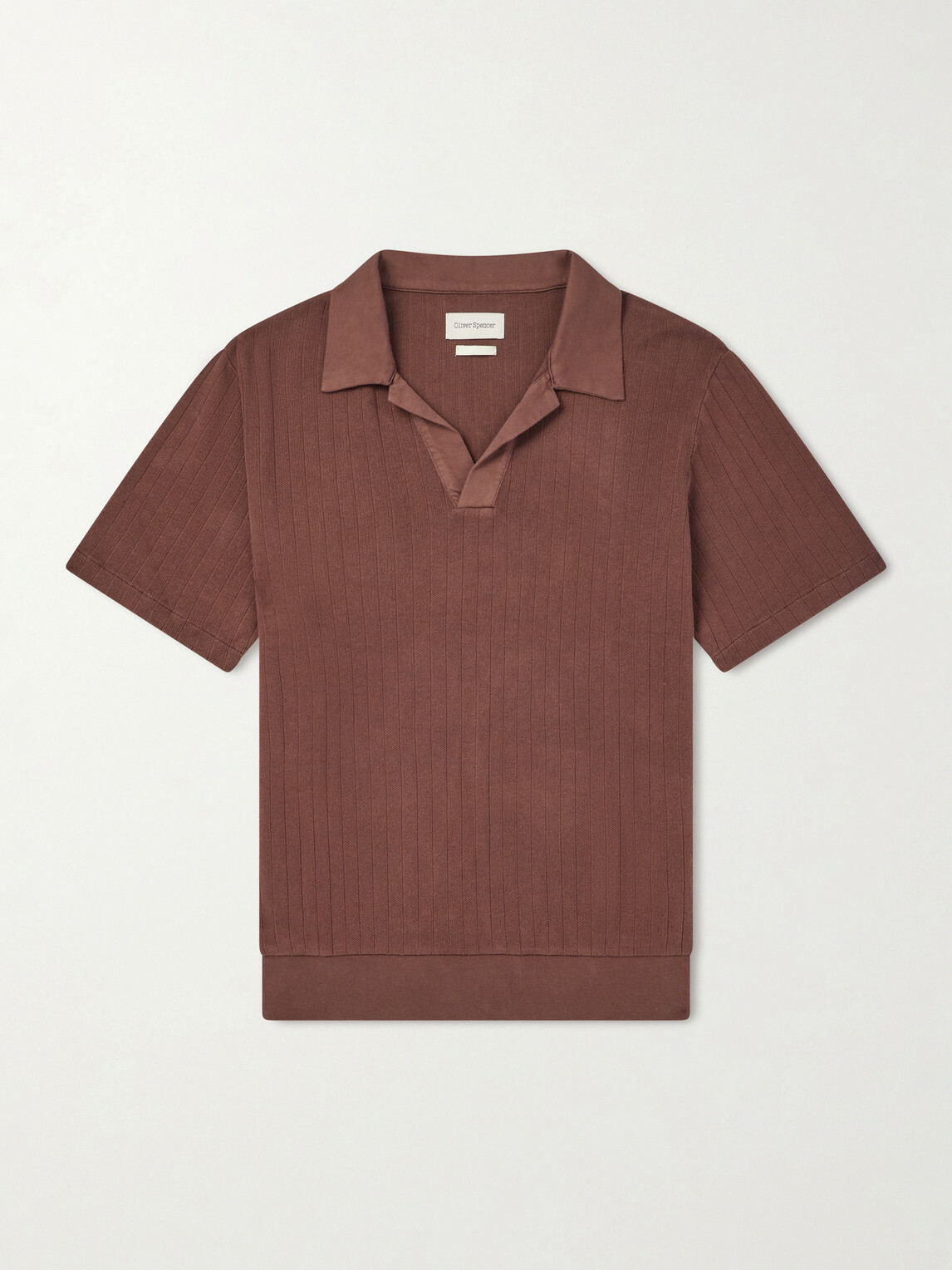 Oliver Spencer - Westcott Open-Collar Organic Cotton Polo Shirt - Brown